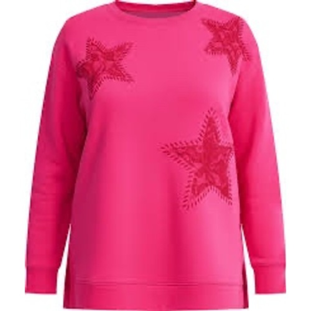 Torrid Women's 4 Pink Sweatshirt Cozy‎ Fleece Lace Stars Beetroot Purple New